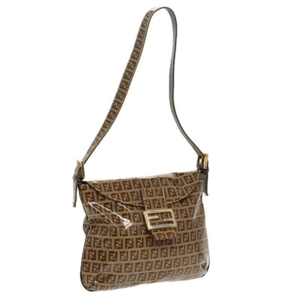 FENDI Zucchino Canvas Mamma Baguette Shoulder Bag Beige Gold - Picture 1 of 13